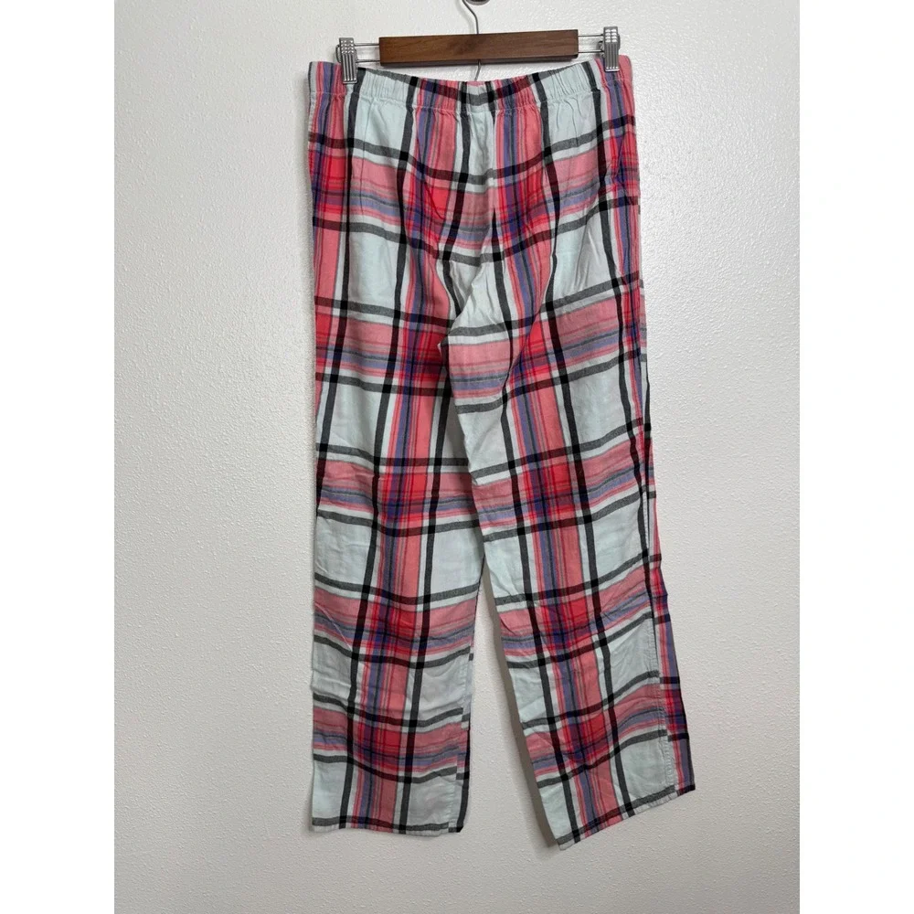 Victorias‎ Secret Pajama Set Womens Medium Pink Blue Plaid Cotton Modal 2 Piece